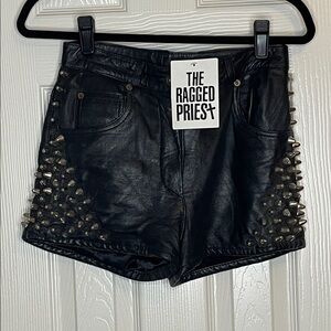 The Ragged Priest Black Faux Leather Studded Womens Shorts